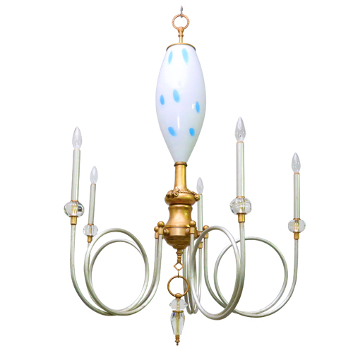 Люстра Louise Gaskill Lily with White and Blue Dot Glass