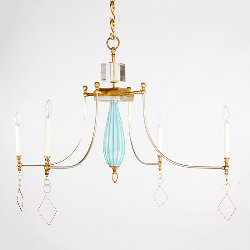 Люстра Louise Gaskill Julia with blue ribbed Murano glass