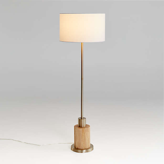 Торшер Crate and Barrel Bridaine Wood & Brass Floor Lamp