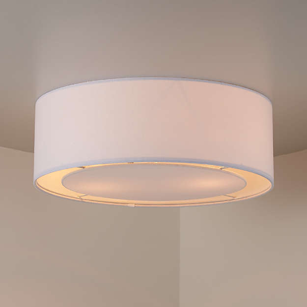 Потолочный светильник Crate and Barrel White Drum Shade Flushmount