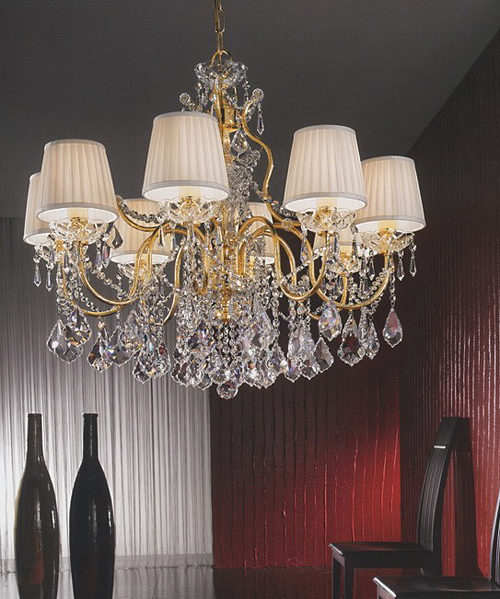 Люстра Emozioni Italiane MI/Tosca/77/8 gold amb crem SW+Asf