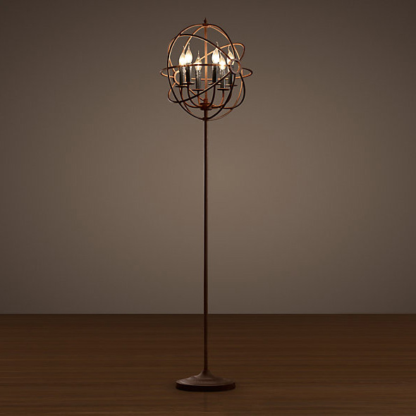 Торшер Restoration Hardware Foucault's Iron Orb Floor Lamp Rustic Iron