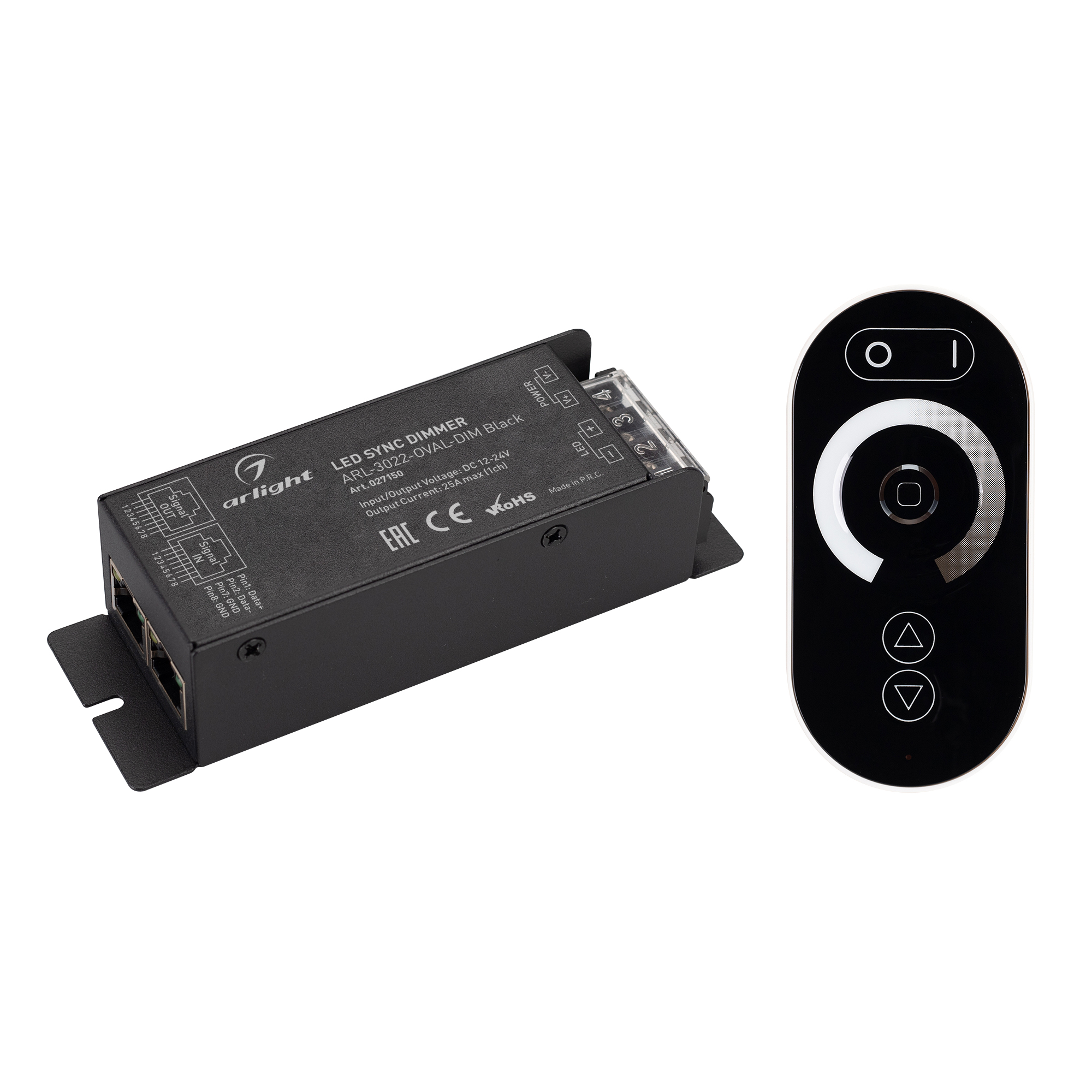 Диммер ARL-3022-OVAL-DIM Black (12-24V, 1x25A, ПДУ, RF) (Arlight, IP20 Металл, 2 года) 027150