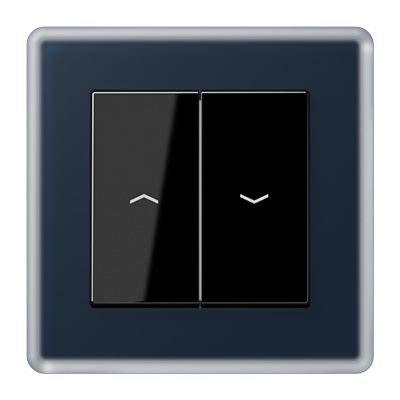 Jung A Viva Выключатель для жалюзи 2-клавишный, цвет черный/синее стекло A-viva05