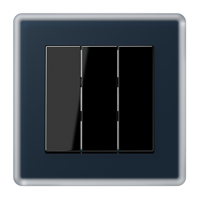 Jung A Viva Выключатель 3-клавишный, цвет черный/синее стекло A-viva04