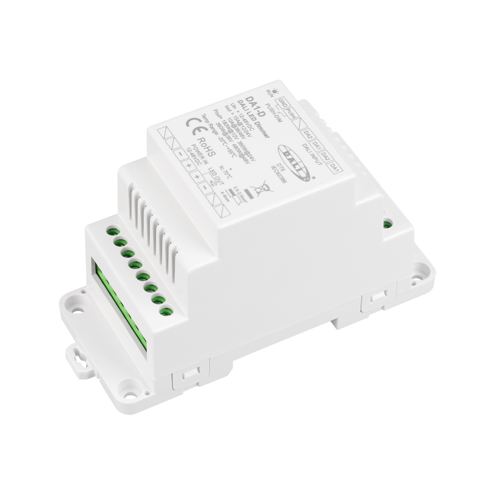 INTELLIGENT ARLIGHT Диммер SMART-DALI2-301-72-ADDR-DIM-PS-DIN-White (12-48V, 1x15A) (IARL, IP20 Пластик, 5 лет) 060683