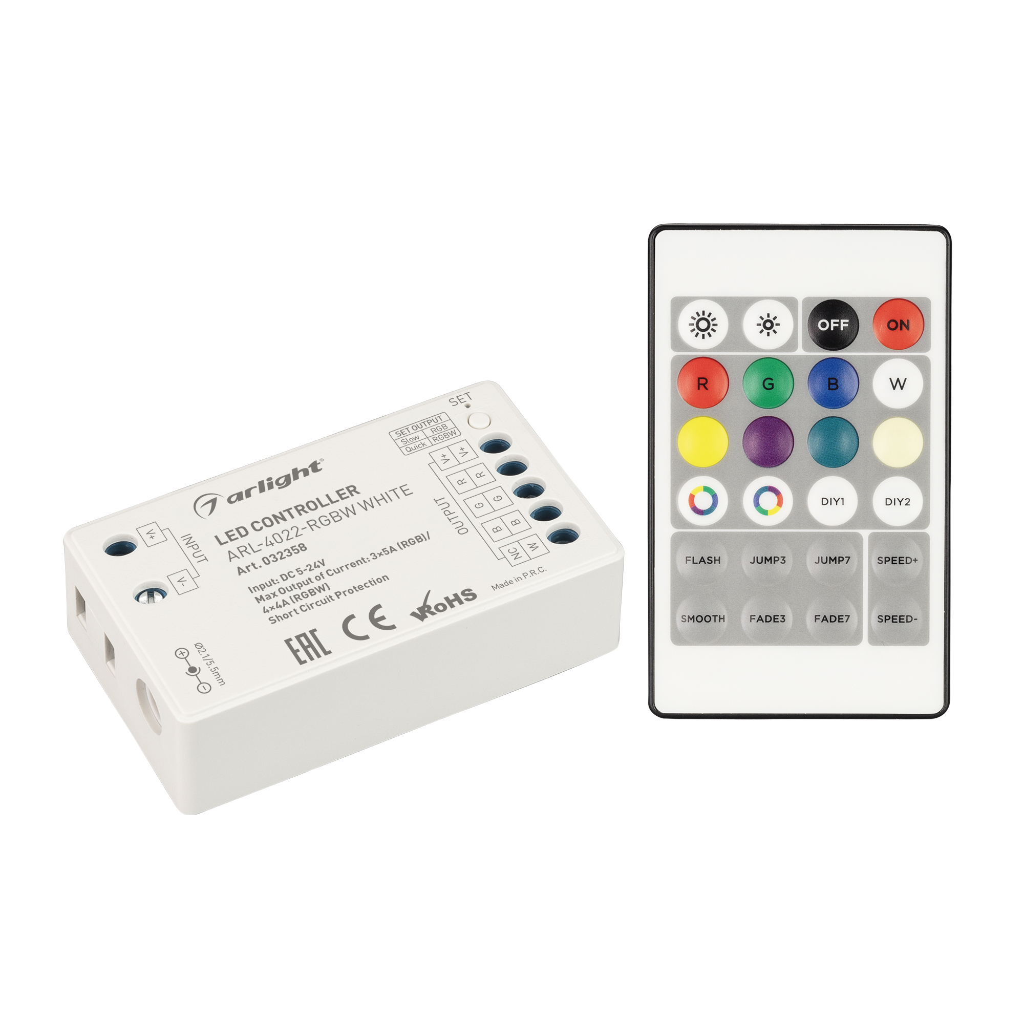 Контроллер ARL-4022-RGBW White (5-24V, 4x4A, ПДУ 24кн, RF) (Arlight, IP20 Пластик, 3 года) 032358