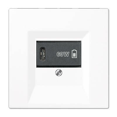 USB розетка для зарядки мобильных устройств тип C, 5-60W, белый, Jung