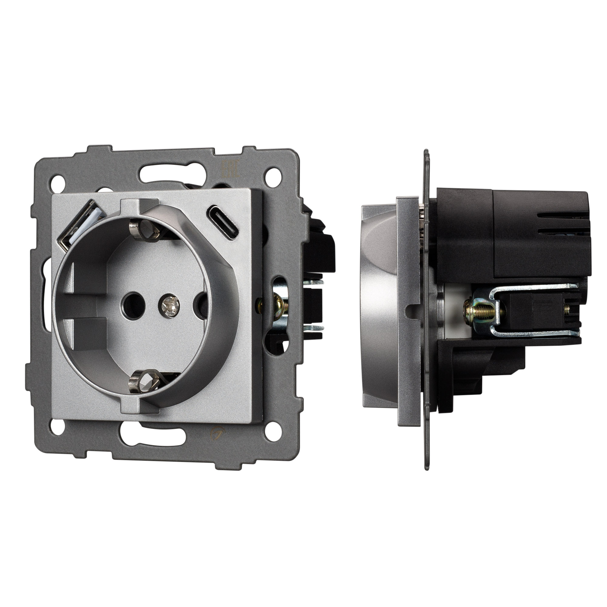 Механизм розетки с USB зарядкой SCT-MUAC-PL-GR-V (250V, 16A) (Arlight, -) 049831