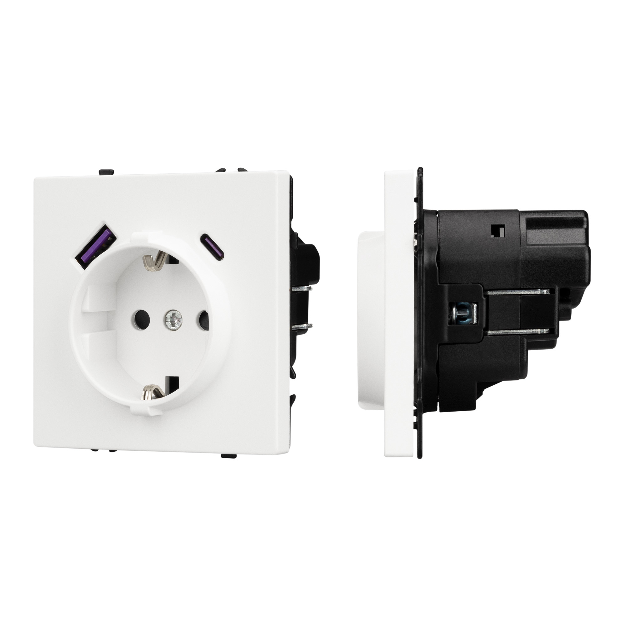 Механизм розетки с USB зарядкой SCT-NOBE-MUAC-SFPL-WH (230V, 16A) (Arlight, Белый кварц) 054284