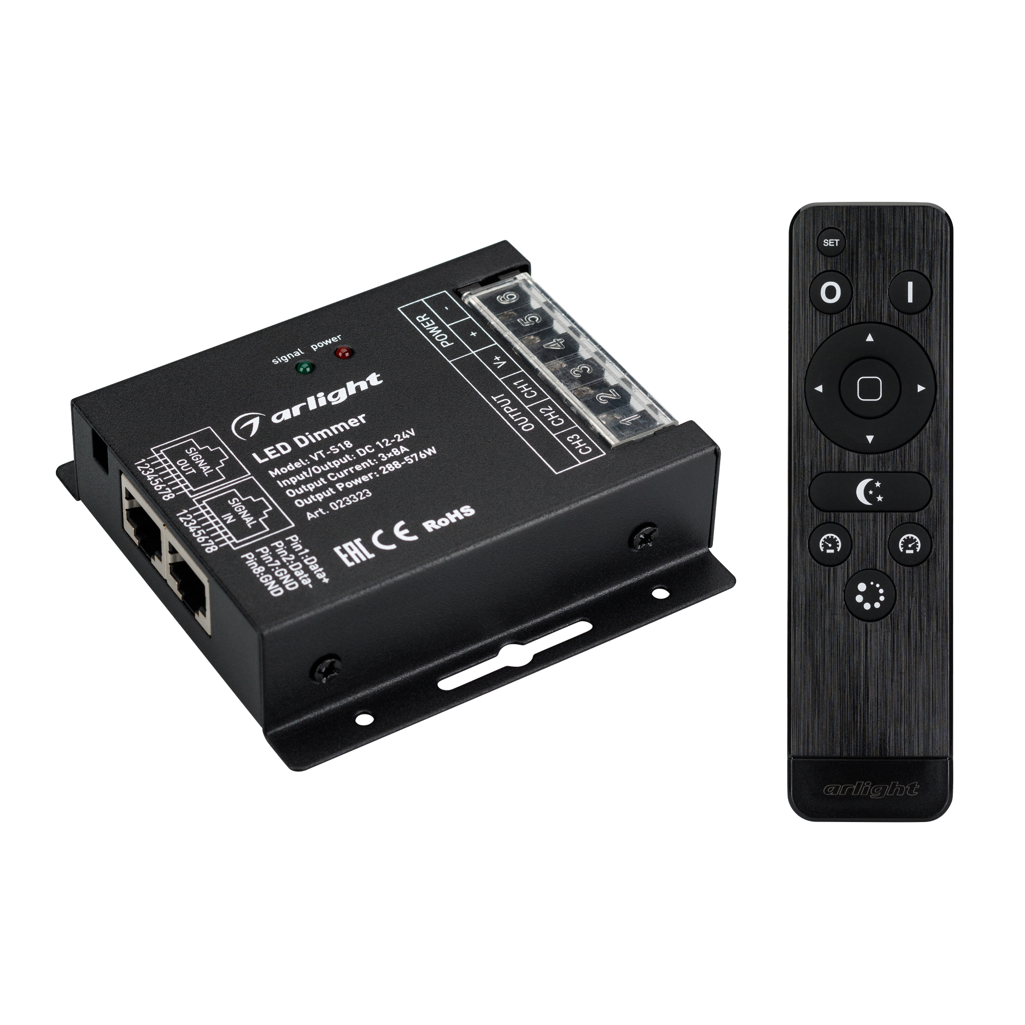 Диммер VT-S18-3x8A (12-24V, ПДУ Стик 12кн, RF) (Arlight, IP20 Металл, 3 года) 023323