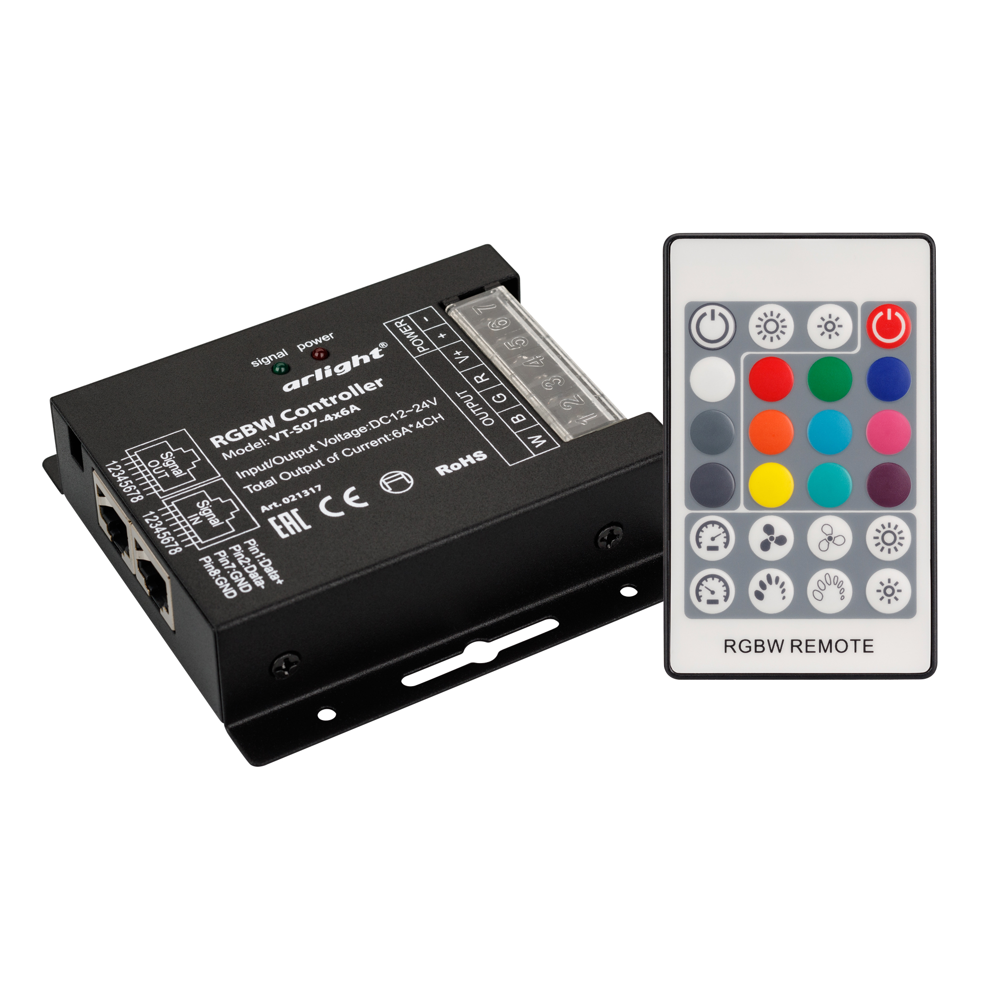 Контроллер VT-S07-4x6A (12-24V, ПДУ 24 кн, RF) (Arlight, IP20 Металл, 3 года) 021317