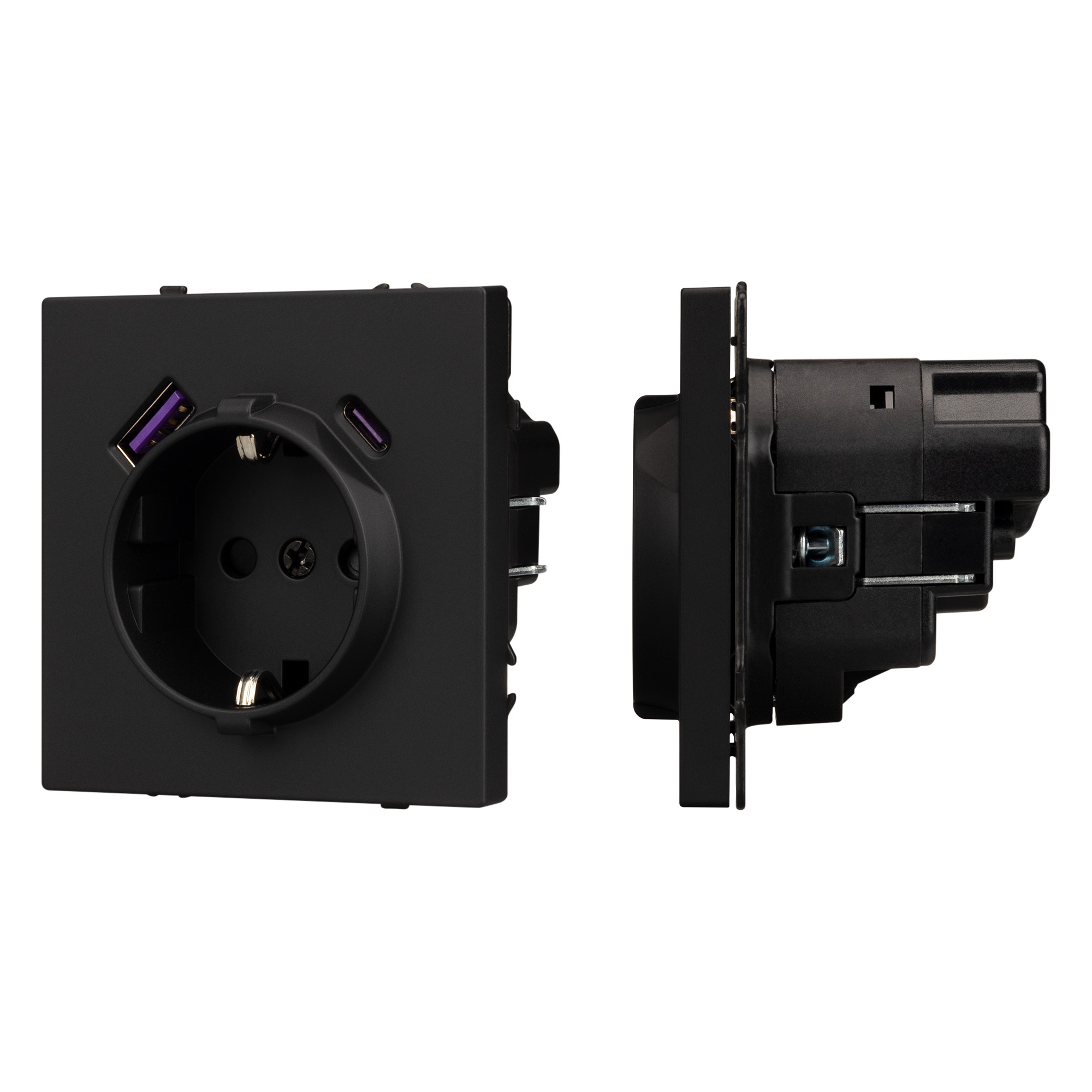 Механизм розетки с USB зарядкой SCT-NOBE-MUAC-SFPL-BK (230V, 16A) (Arlight, Черный оникс) 054285