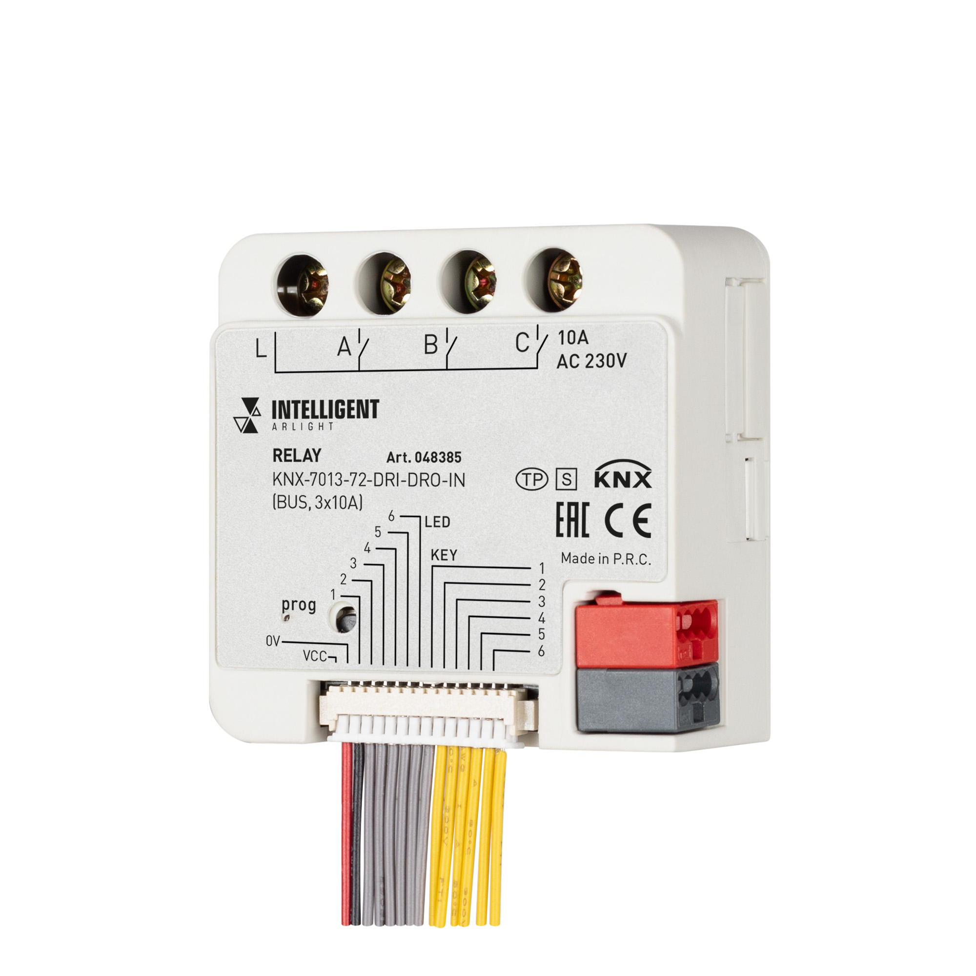 INTELLIGENT ARLIGHT Релейный модуль KNX-7013-72-DRI-DRO-IN (BUS, 3x10A) (IARL, IP20 Пластик, 2 года) 048385