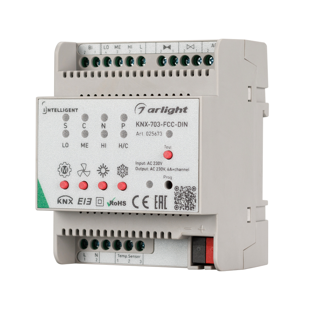 INTELLIGENT ARLIGHT Контроллер фанкойла KNX-703-FCC-DIN (230V, 3x6A) (IARL, Пластик) 025673