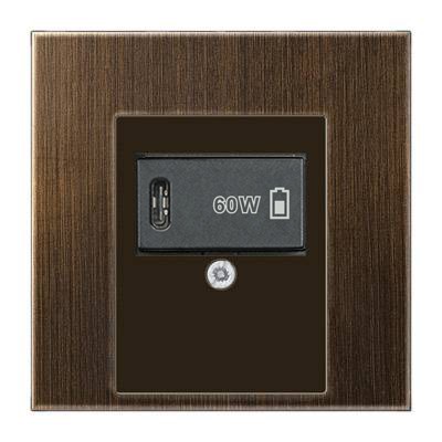 USB розетка для зарядки мобильных устройств тип C, 5-60W, Латунь Antik (металл), Jung