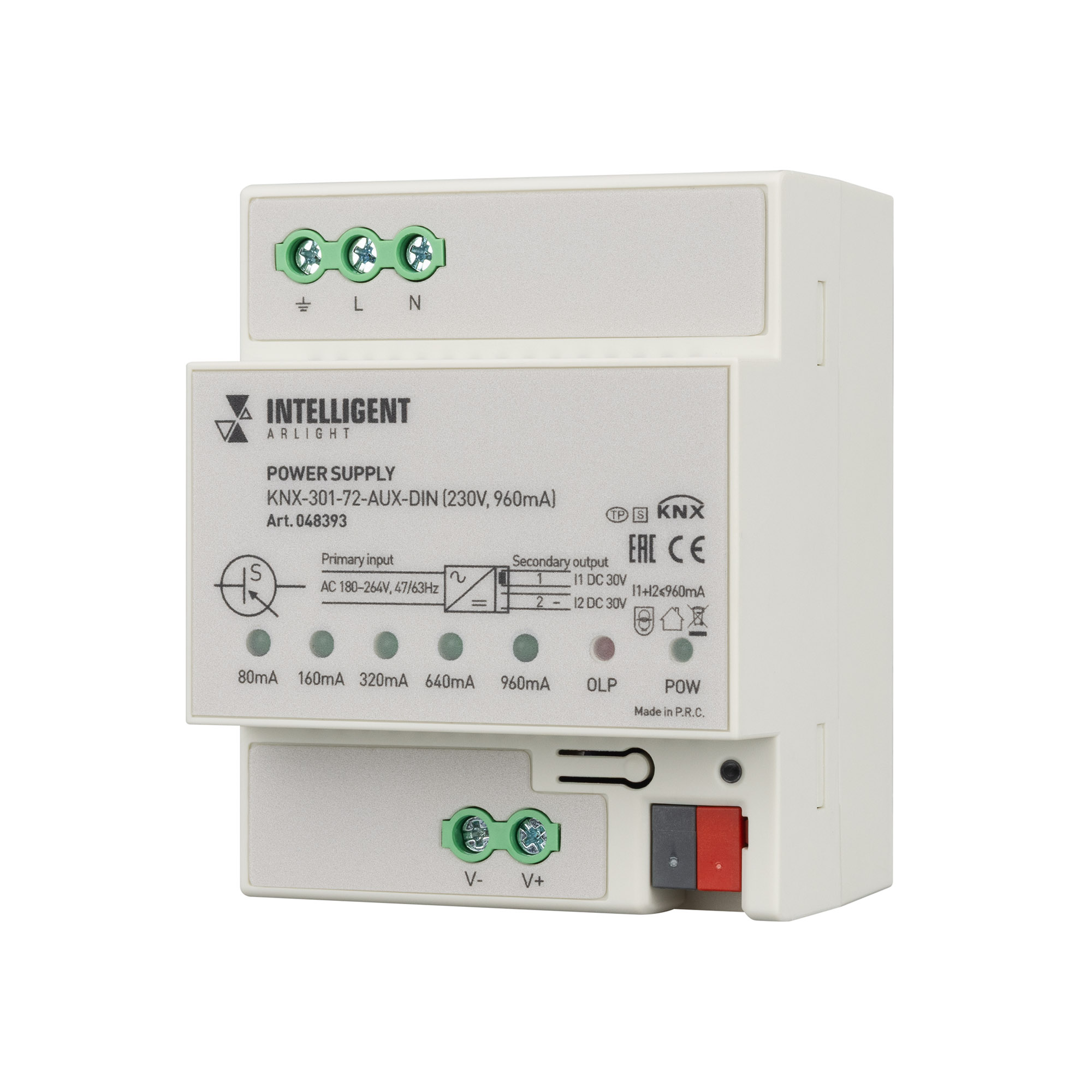 INTELLIGENT ARLIGHT Блок питания шины KNX-301-72-AUX-DIN (230V, 960mA) (IARL, IP20 Пластик, 2 года) 048393