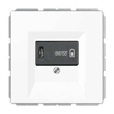 USB розетка для зарядки мобильных устройств тип C, 5-60W, Матовый белый, Jung