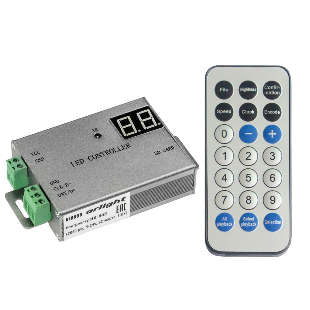 Контроллер HX-805 (2048 pix, 5-24V, SD-карта, ПДУ) (Arlight, -) 016999