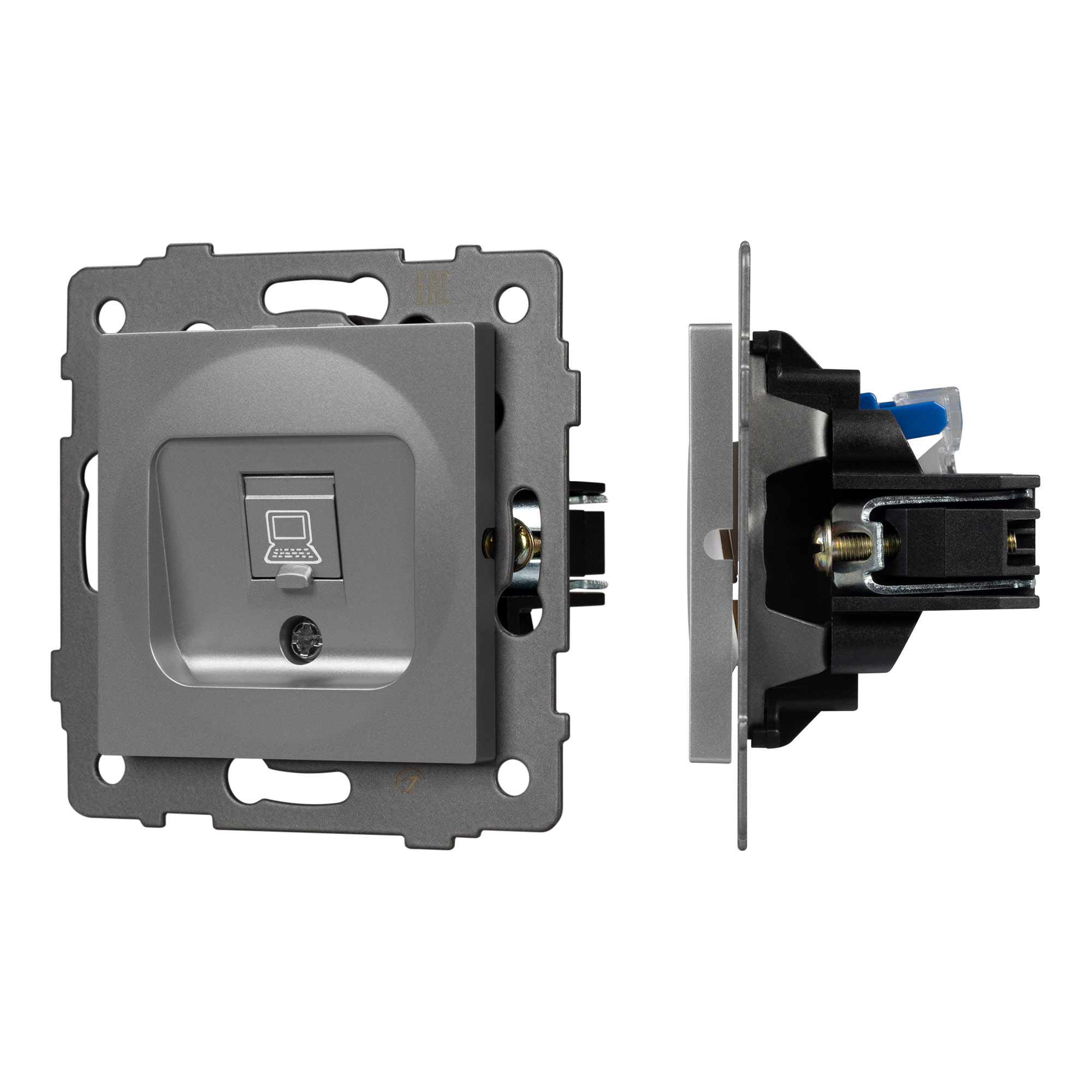 Механизм компьютерной розетки SCT-MPC1-PL-GR-V (RJ-45, CAT6) (Arlight, -) 049848